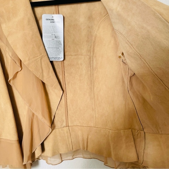 NWT Dialogue woman’s genuine leather jacket size Small openfront feminine winter - Picture 6 of 9